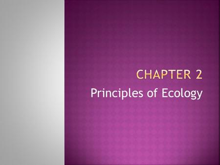 Principles of Ecology.  Study of the interactions among organisms and their environments.