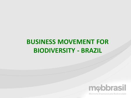 BUSINESS MOVEMENT FOR BIODIVERSITY - BRAZIL. Launched on Aug 5 th, 2010, the International Year of Biodiversity 18 companies and 3 NGOs Objectives: Promote,