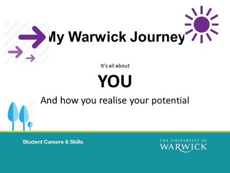 My Warwick Journey It’s all about YOU And how you realise your potential.