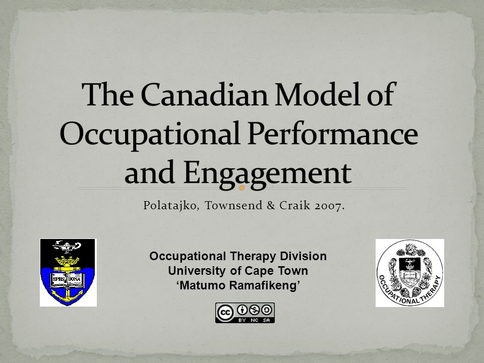 Canadian Model of Occupational Performance (CMOP-E). Published with