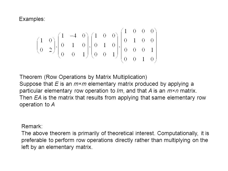 Row Operations Matrices