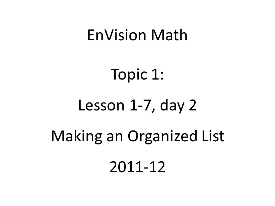 Organized lists math worksheets