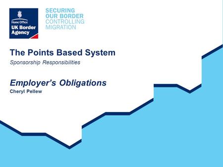 The Points Based System Sponsorship Responsibilities Employer’s Obligations Cheryl Pellew.