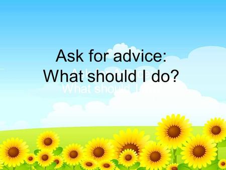 Ask for Advice: What should I do? Ask for advice: What should I do?