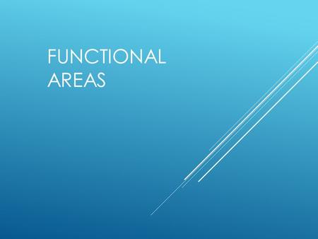 FUNCTIONAL AREAS. ORGANISATION FUNCTIONS  There are usually many different functional areas that make up an organisation. These functions are also known.