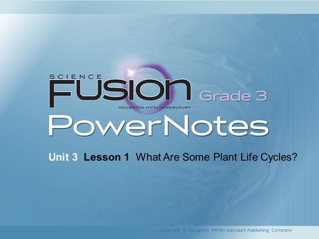 Unit 3 Lesson 1 What Are Some Plant Life Cycles? Copyright © Houghton Mifflin Harcourt Publishing Company.
