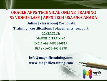 ORACLE APPS TECHNICAL ONLINE TRAINING % VIDEO CLASS | APPS TECH USA-UK-CANADA Online | classroom| Corporate Training | certifications | placements| support.