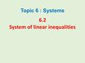 Topic 6 : Systems 6.2 System of linear inequalities.
