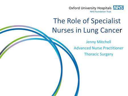 The Role of Specialist Nurses in Lung Cancer Jenny Mitchell Advanced Nurse Practitioner Thoracic Surgery.