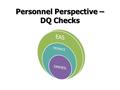 Personnel Perspective – DQ Checks. Executing with Precision Timely, Complete, & Accurate Submission of EAS IV Data System Access Source Data EAS IV Input.