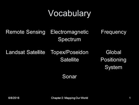 Vocabulary Remote Sensing Electromagnetic Spectrum Frequency