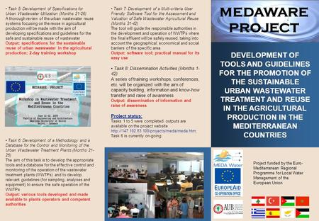 5 Project funded by the Euro- Mediterranean Regional Programme for Local Water Management of the European Union DEVELOPMENT OF TOOLS AND GUIDELINES FOR.