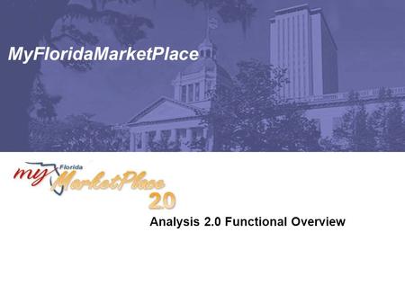 MyFloridaMarketPlace Analysis 2.0 Functional Overview.