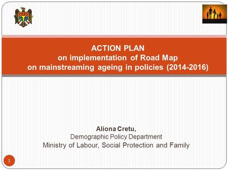 Aliona Cretu, Demographic Policy Department Ministry of Labour, Social Protection and Family 1 ACTION PLAN on implementation of Road Map on mainstreaming.