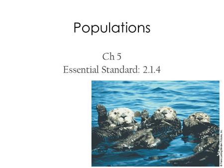 Populations Ch 5 Essential Standard: 2.1.4. Objectives SWBAT define evology as the study of interactions between organisms and their environment SWBAT.