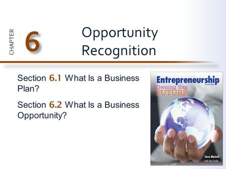 CHAPTER Section 6.1 What Is a Business Plan? Section 6.2 What Is a Business Opportunity? Opportunity Recognition.