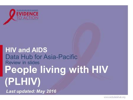 Www.aidsdatahub.org HIV and AIDS Data Hub for Asia-Pacific Review in slides People living with HIV (PLHIV) Last updated: May 2016.