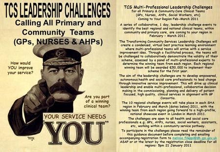 TCS Multi-Professional Leadership Challenges Registration Guidance Document page 1 of 3 TCS Multi-Professional Leadership Challenges for all Primary &
