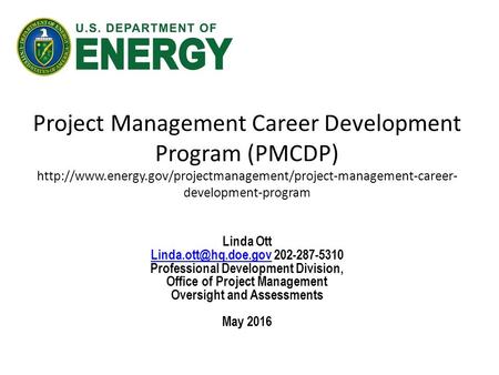 Project Management Career Development Program (PMCDP)  development-program Linda Ott.