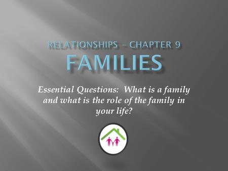 Essential Questions: What is a family and what is the role of the family in your life?