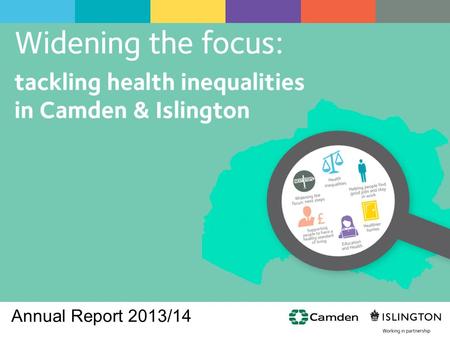 Annual Report 2013/14. The causes of the causes  The social determinants of health underpin the stark inequalities in health in Camden and Islington.