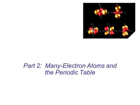 Part 2: Many-Electron Atoms and the Periodic Table.