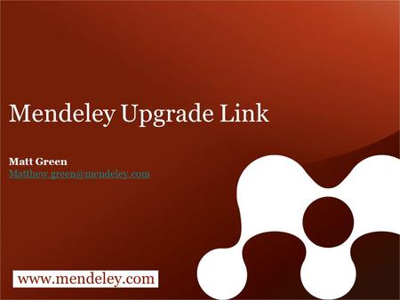 Mendeley Upgrade Link Matt Green