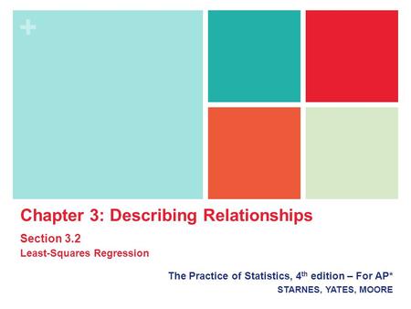 + The Practice of Statistics, 4 th edition – For AP* STARNES, YATES, MOORE Chapter 3: Describing Relationships Section 3.2 Least-Squares Regression.