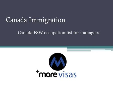 Canada Immigration Canada FSW occupation list for managers.