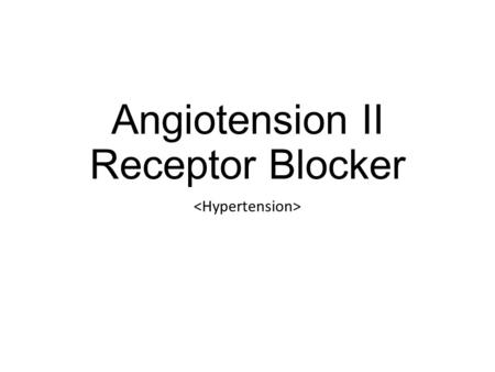Angiotension II Receptor Blocker. Index Background - RAS(Renin-Angiotensin System) Angiotensin II Receptor Blocker(Sartan compound) Introduction Chemistry.