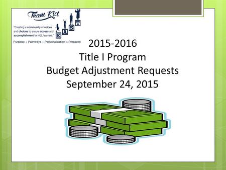 2015-2016 Title I Program Budget Adjustment Requests September 24, 2015.