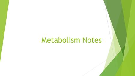 Metabolism Notes. Metabolism  Metabolism is such a big word to explain a simple idea. We all need energy to survive. Whether we are plants, animals,