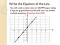 Write the Equation of the Line You will need to take notes on GRAPH paper today. Copy the graph below and we will use it to answer multiple questions.