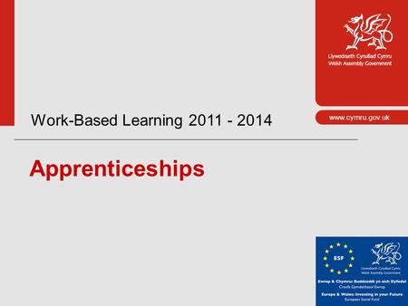 Www.cymru.gov.uk Work-Based Learning 2011 - 2014 Apprenticeships.