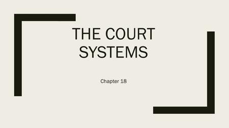 THE COURT SYSTEMS Chapter 18. The Dual Court System ■In the United States there are two types of court systems under which every court in the nation can.