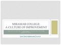 HOW INSTITUTIONS MAKE MEANINGFUL CHANGE WITH OUTCOME ASSESSMENT MARCH 21, 2014 MIRAMAR COLLEGE: A CULTURE OF IMPROVEMENT.