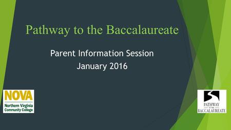 Pathway to the Baccalaureate Parent Information Session January 2016.