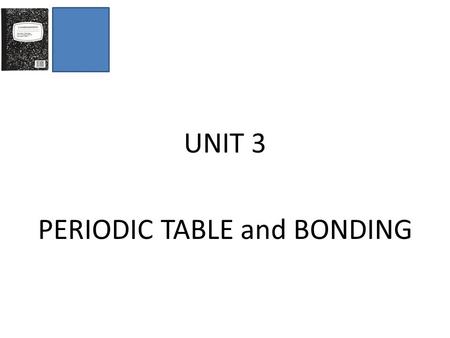 UNIT 3 PERIODIC TABLE and BONDING. Types of Matter Element - _______________ substance _______________ kind of _______________ − represented by ______________.