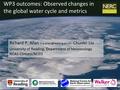 WP3 outcomes: Observed changes in the global water cycle and metrics Richard P. Allan ; Chunlei Liu University of Reading, Department.