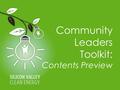 Spring 2016  1 Community Leaders Toolkit: Contents Preview.