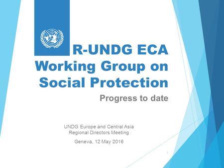 R-UNDG ECA Working Group on Social Protection UNDG Europe and Central Asia Regional Directors Meeting Geneva, 12 May 2016 1 Progress to date.
