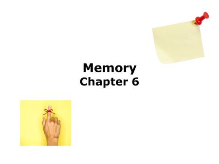 Memory Chapter 6. Overview Define Memory Storage Model of Memory Sensory Memory Short Term Memory (STM) Increase Storage Time Long Term Memory (LTM) How.