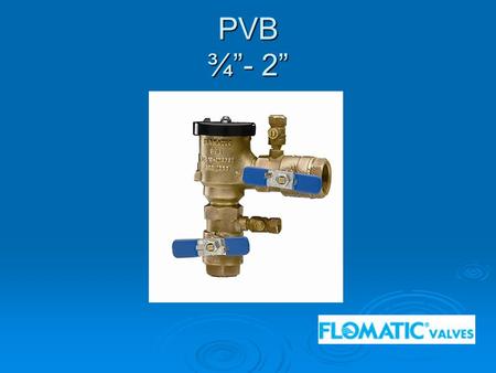PVB ¾”- 2”. Modification Overview  Production for the ¾” – 1” PVB began in 1995 and is current.  The body of the ¾” – 1” PVB was modified in July of.