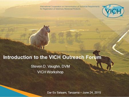 Introduction to the VICH Outreach Forum Steven D. Vaughn, DVM VICH Workshop Dar Es Salaam, Tanzania – June 24, 2015.