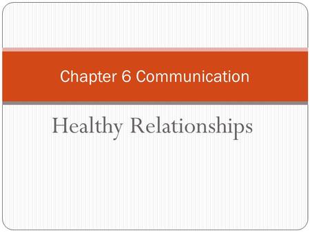 Healthy Relationships Chapter 6 Communication. Effective Communication Communication is the process of sharing information, thoughts, or feelings. 4 skills: