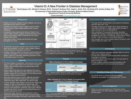 Vitamin D: A New Frontier in Diabetes Management Contact Information: Background Acknowledgement Methods.