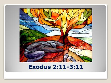 Exodus 2:11-3:11. Exodus 2:24 God heard their groaning and he remembered his covenant with Abraham, with Isaac and with Jacob…