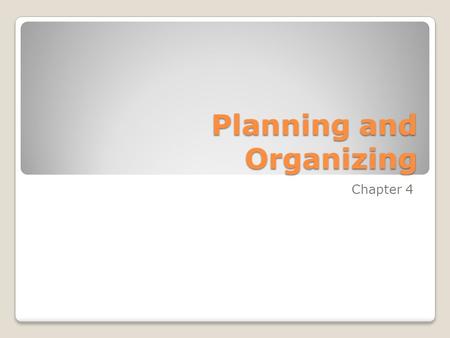 Planning and Organizing Chapter 4. The Planning Function Business Plan – a written description of the nature of the business, its goals, and objectives,