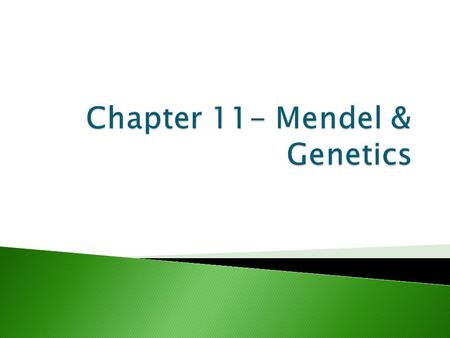 A. Heredity: The passing of traits (characters) from parents to offspring B. Genetics: The branch of biology that studies heredity. 1. Gregor Mendel: