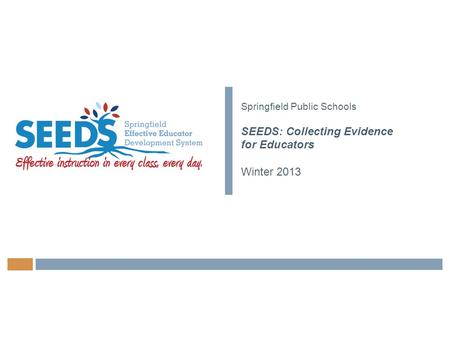 Springfield Public Schools SEEDS: Collecting Evidence for Educators Winter 2013.